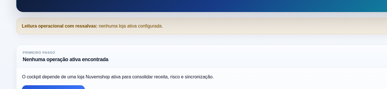 Destaque dos alertas operacionais e estado inicial do Bellatrix